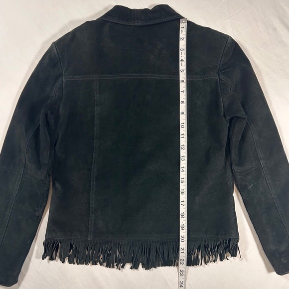JouJou Skins Womens S Black Suede Leather Fringe Western Jacket Whipstitch VTG - Picture 6 of 12